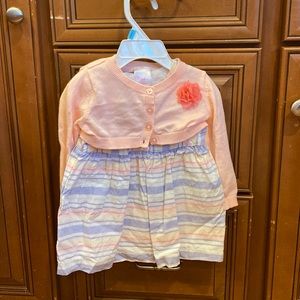 Baby girl dress with matching shrug size 6-9 months, new without tags